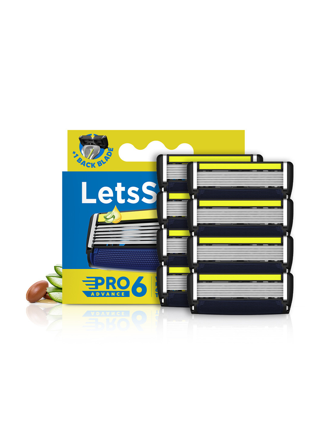 

LetsShave Men Set Of 8 Pro6 Advance Blade Cartridges, Black