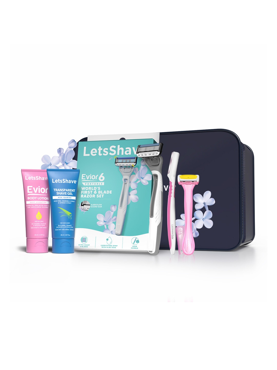 

LetsShave Women Evior 6 Portable Gift Set, Blue