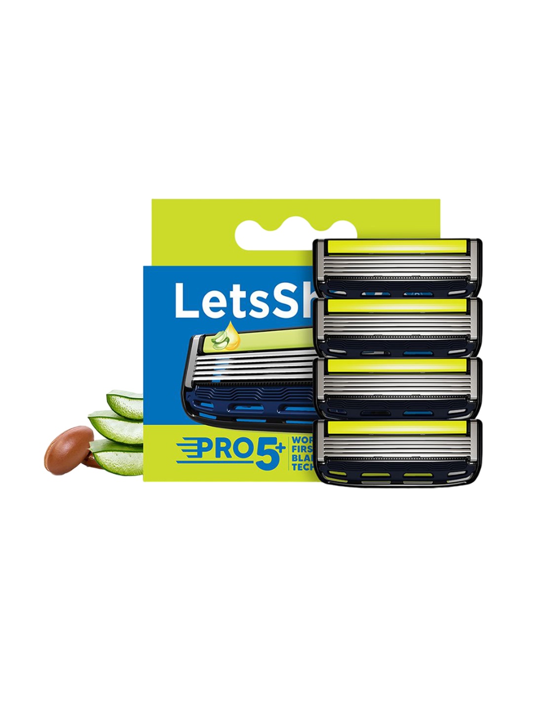 

LetsShave Men Set Of 4 Pro5 Blade Cartridges, Black