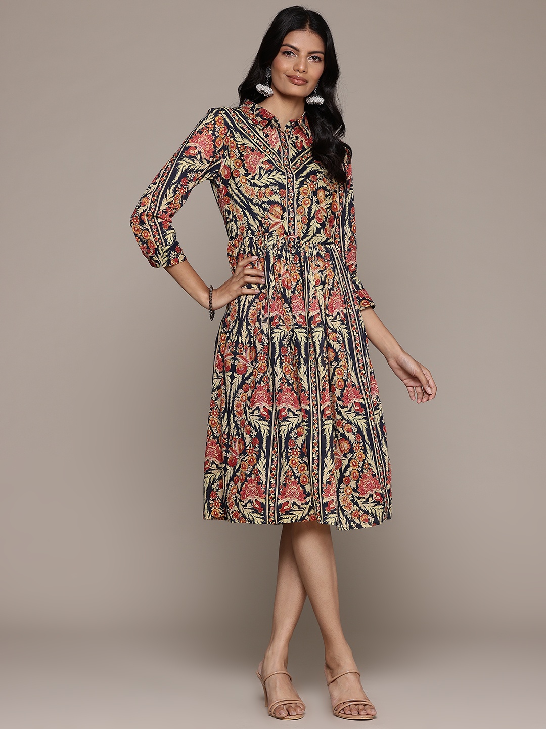 

aarke Ritu Kumar Floral Print A-Line Midi Dress, Multi