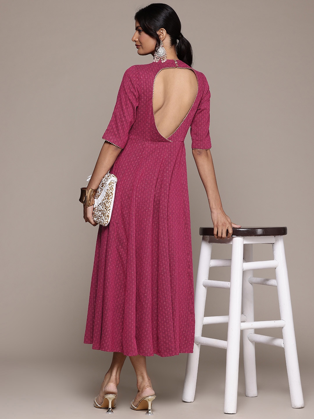 

aarke Ritu Kumar Fit & Flare Maxi Dress, Pink