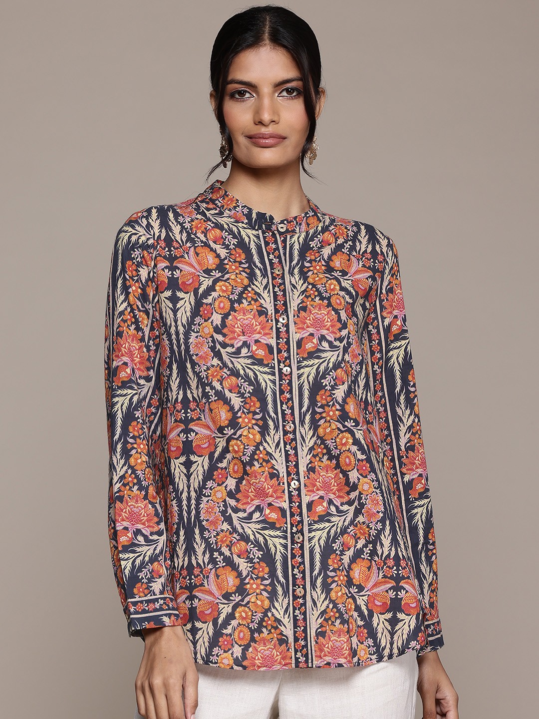 

aarke Ritu Kumar Women Floral Printed Casual Shirt, Black