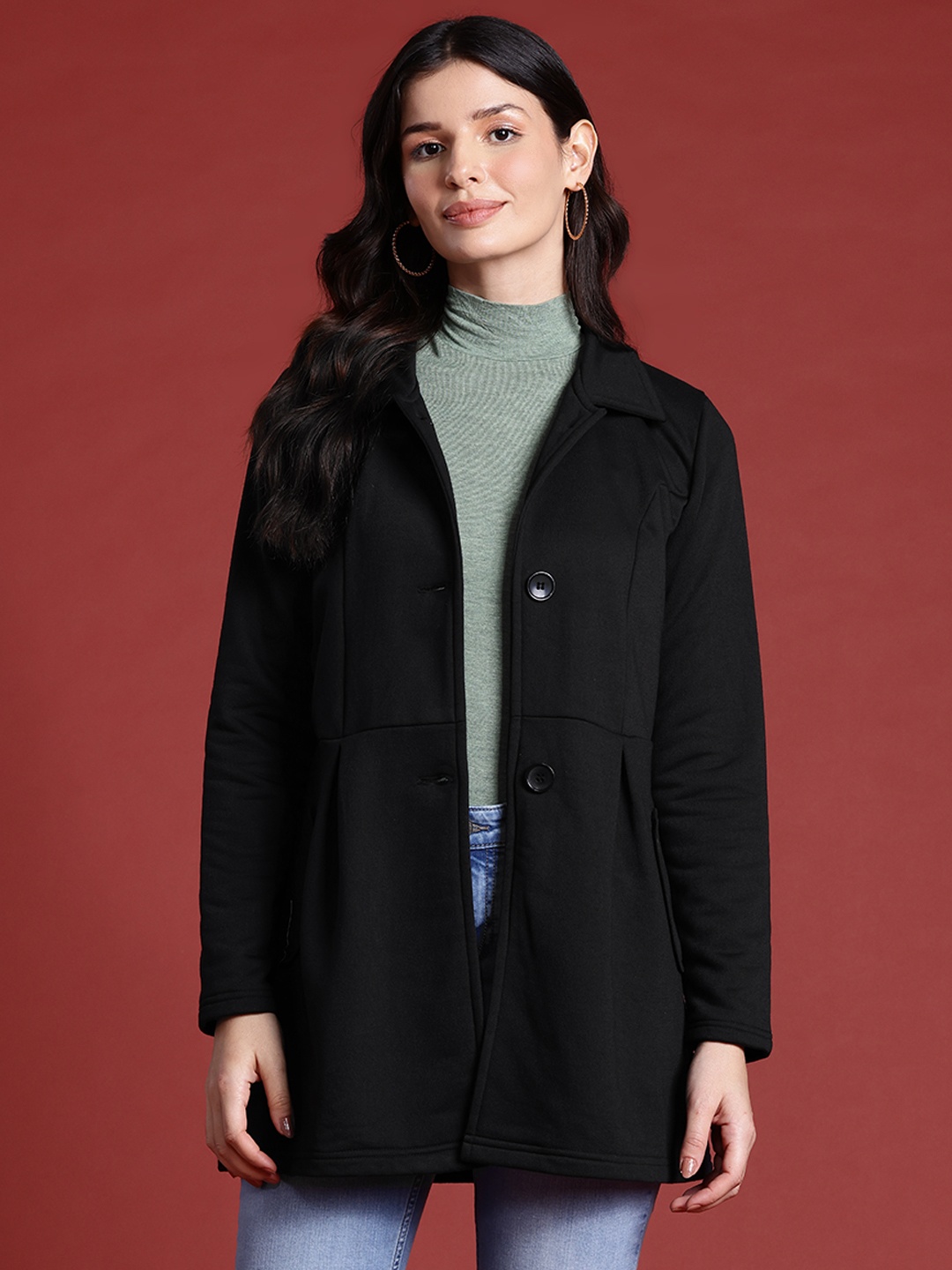 

Alsace Lorraine Paris Fleece Overcoat With Belt, Black