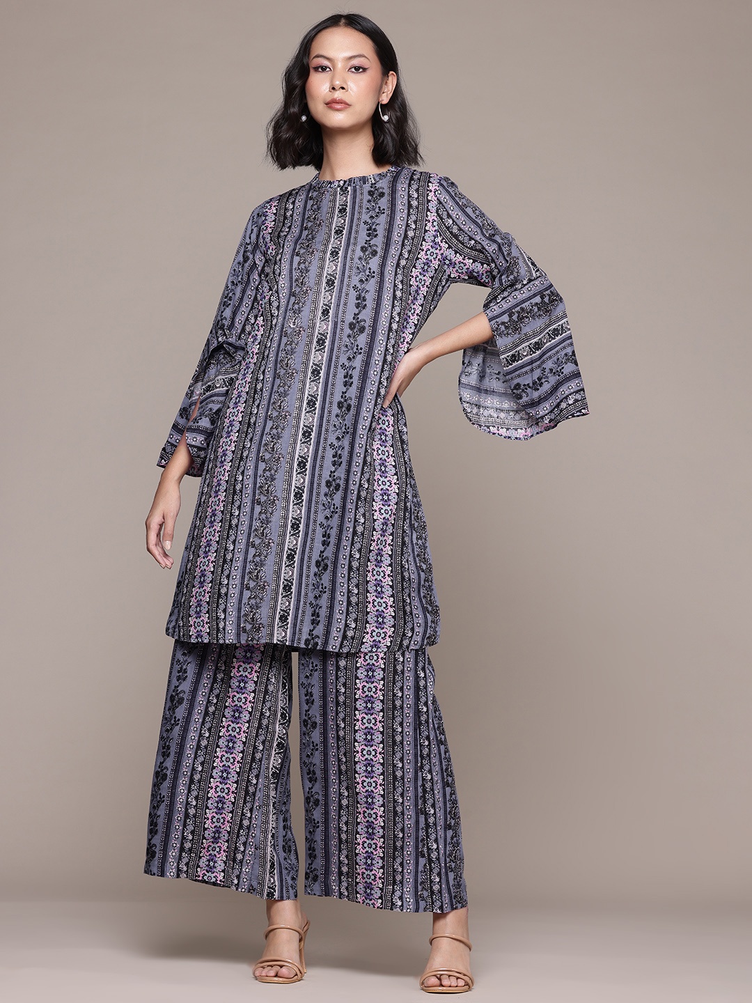 

aarke Ritu Kumar Floral Printed Kurta with Palazzos, Blue