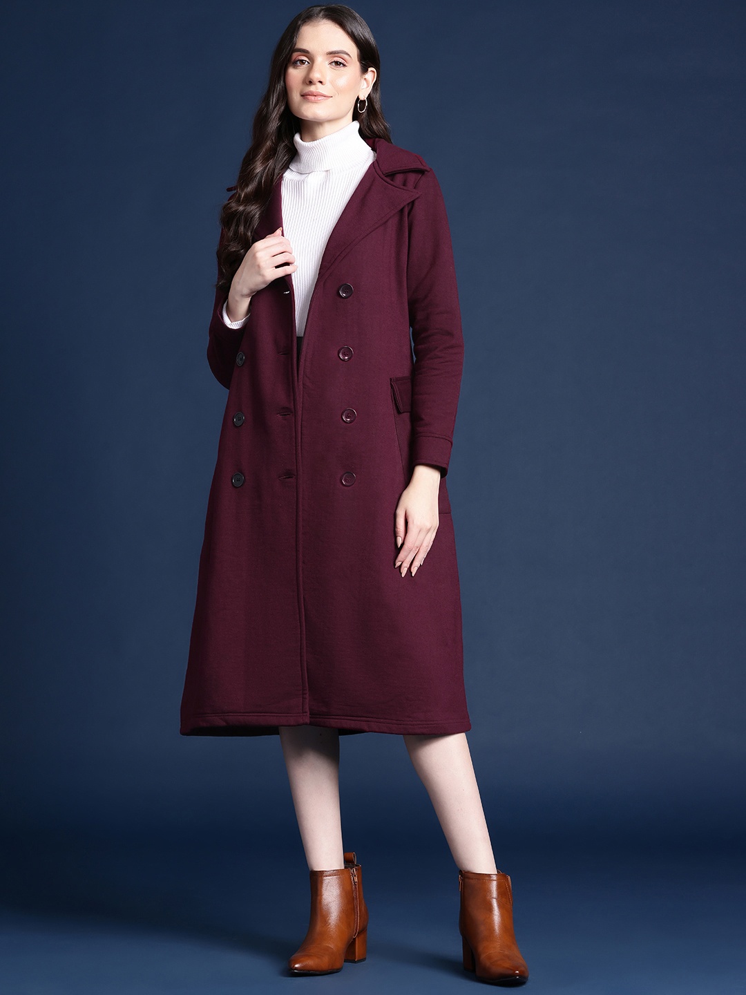 

Alsace Lorraine Paris Women Double Breasted Trench Coat, Burgundy