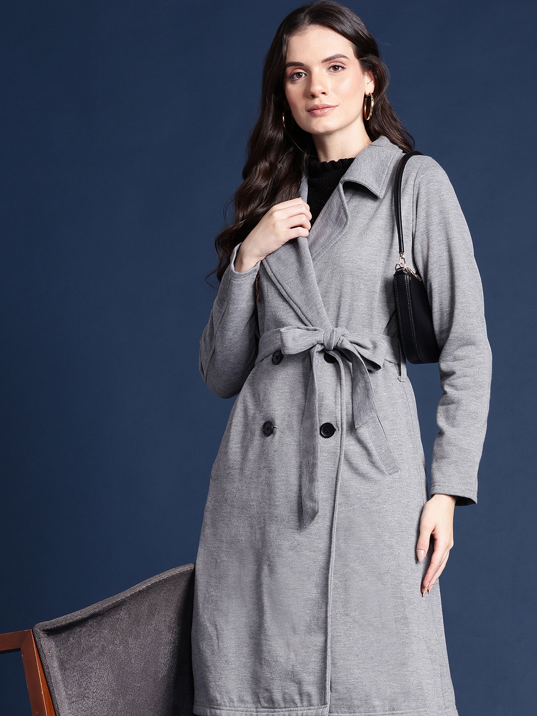 

Alsace Lorraine Paris Women Trench Coat with Waist Belt, Grey