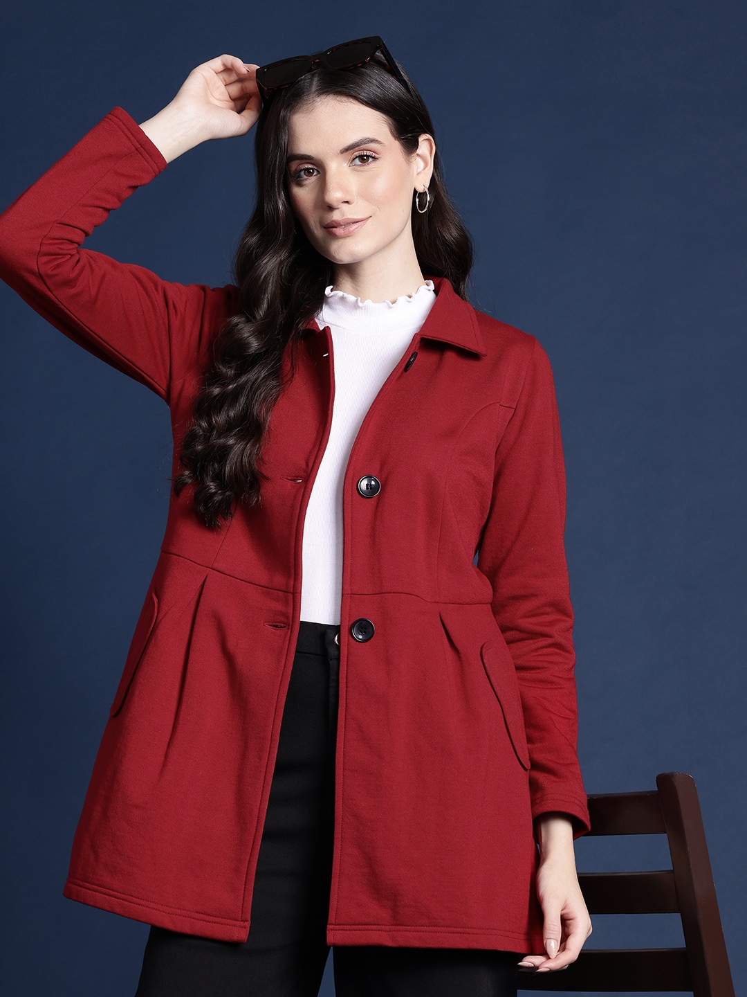 

Alsace Lorraine Paris Women Front Closure Trench Coat, Maroon