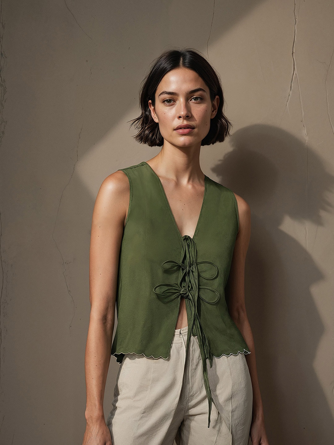 

H&M Woven Vest Top, Green