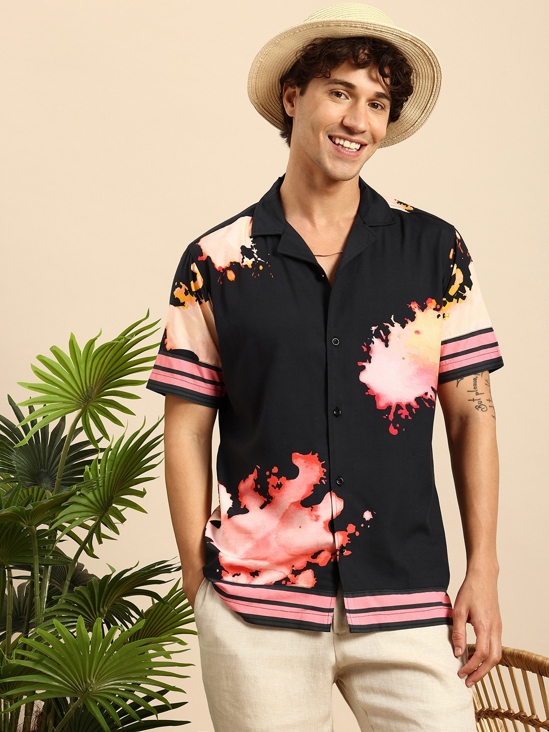 

Mast & Harbour Printed Standard Casual Shirt, Black