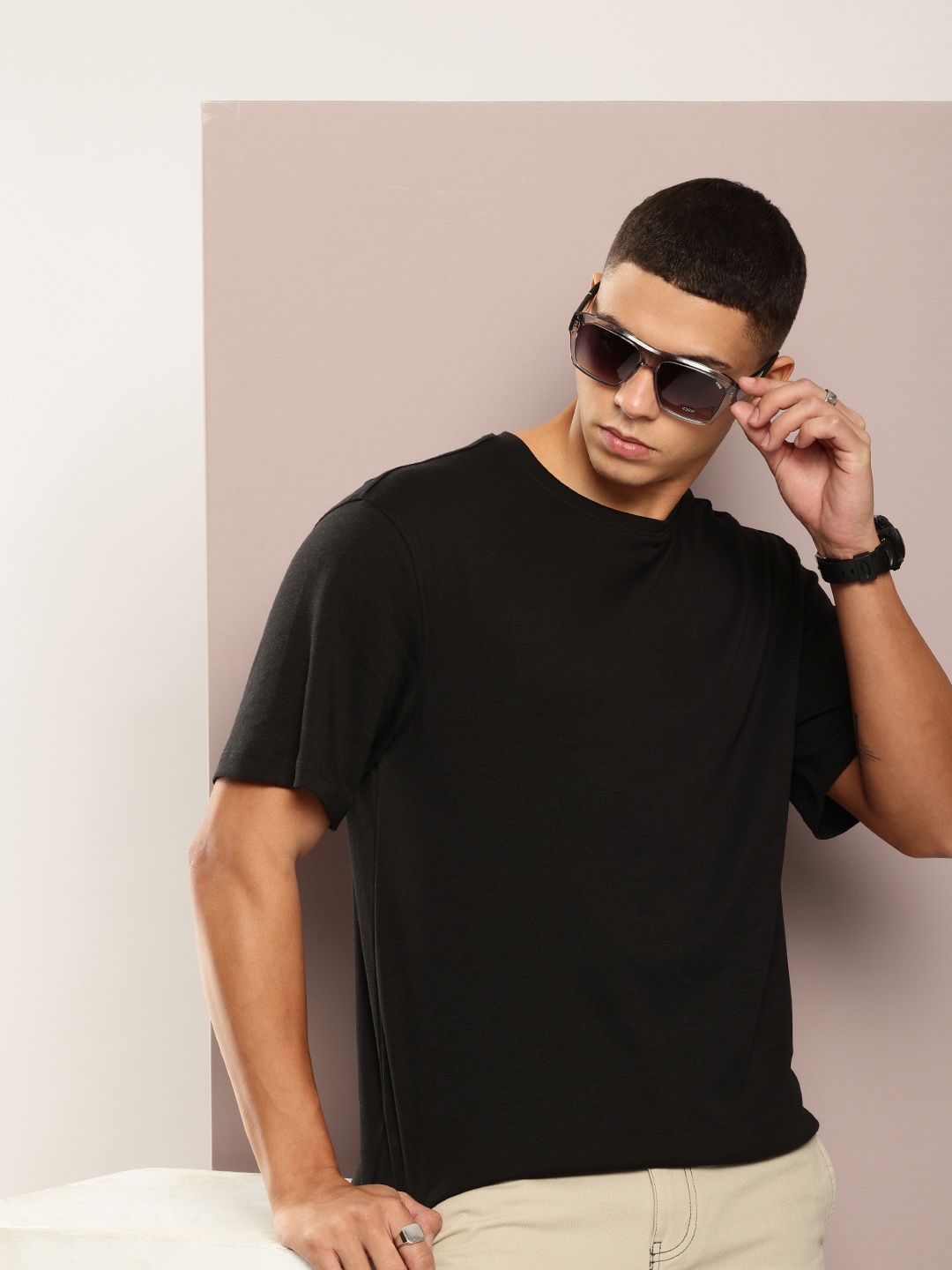 

Kook N Keech Men Oversized Pure Cotton T-shirt, Black
