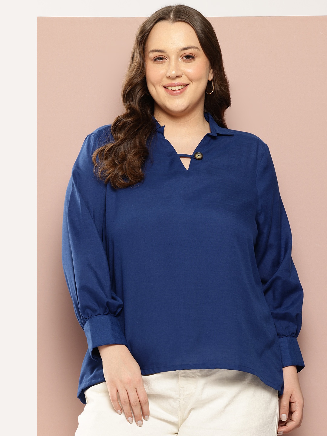 

Sztori Plus Size Shirt Style Top, Blue