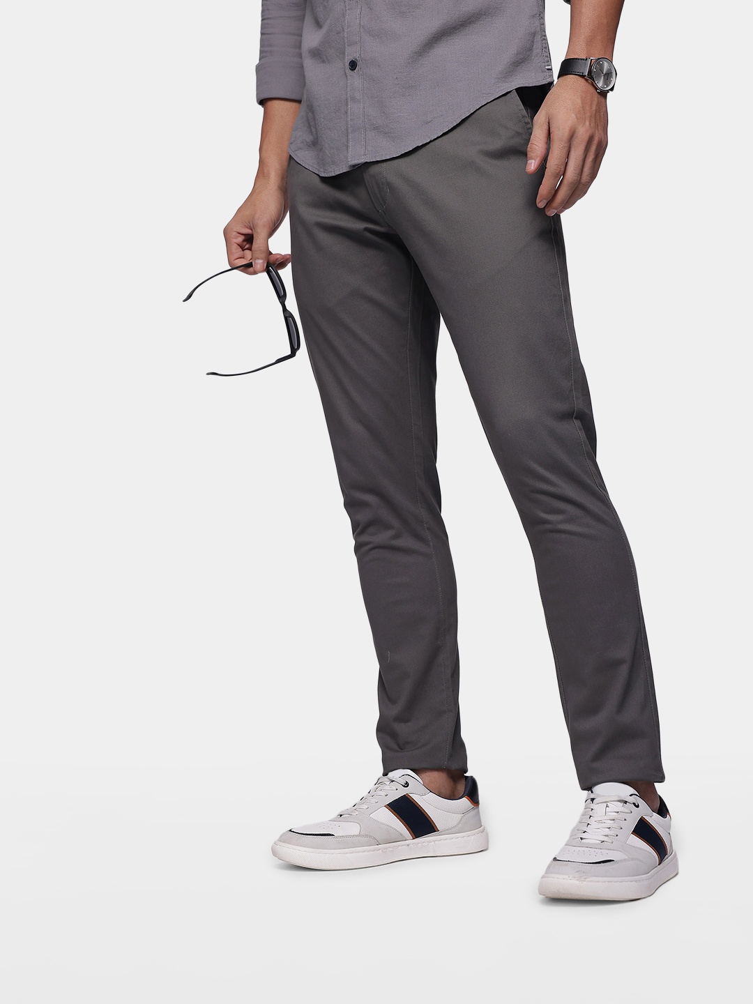 

French Connection Men Slim Fit Chinos Trousers, Grey