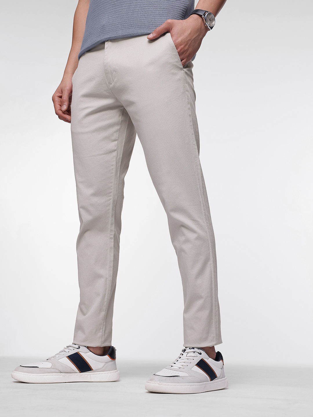 

French Connection Men Slim Fit Chinos Trousers, Grey