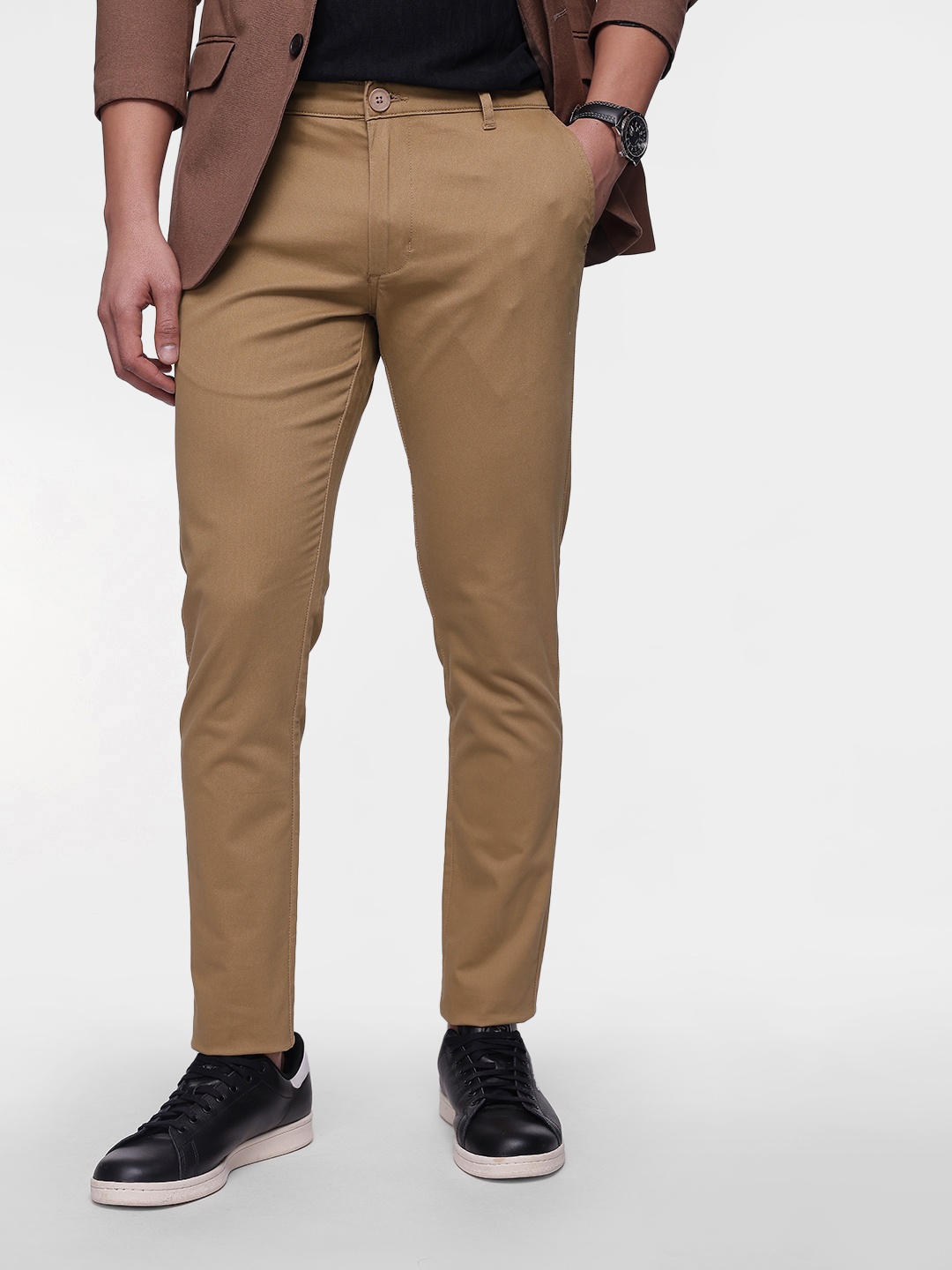 

French Connection Men Slim Fit Chinos Trousers, Brown