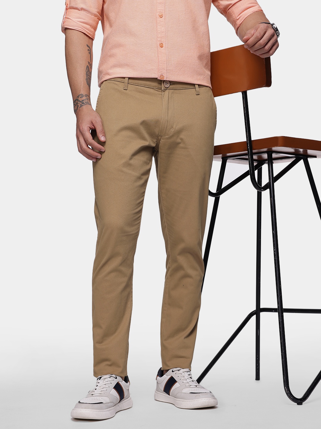 

French Connection Men Slim Fit Chinos Trousers, Brown