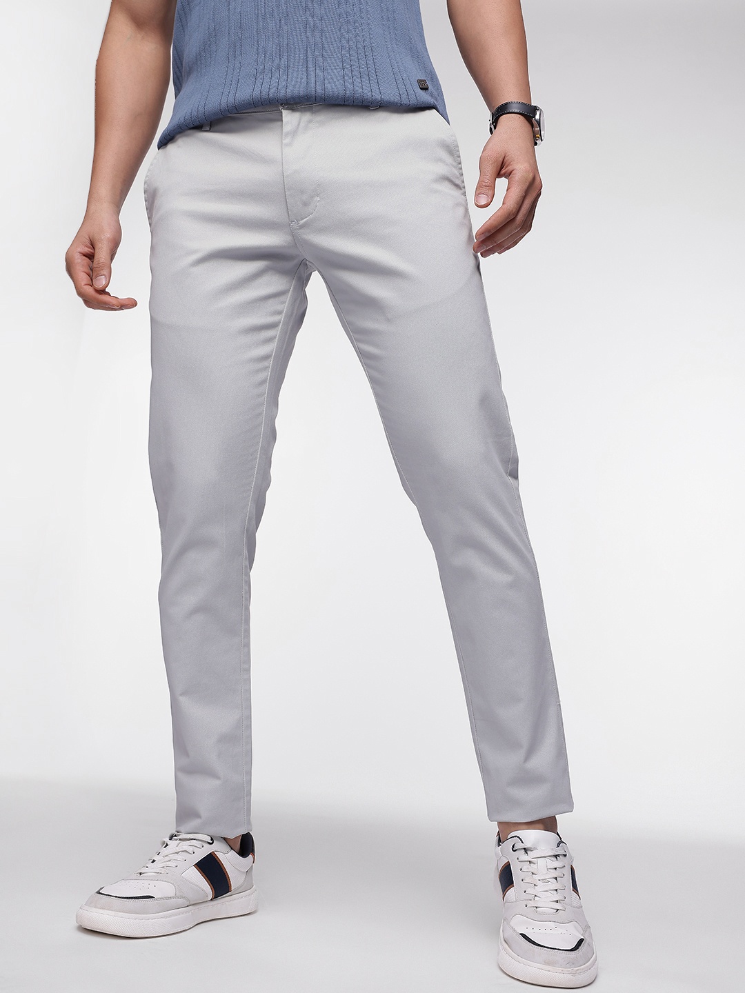 

French Connection Men Slim Fit Chinos Trousers, Grey