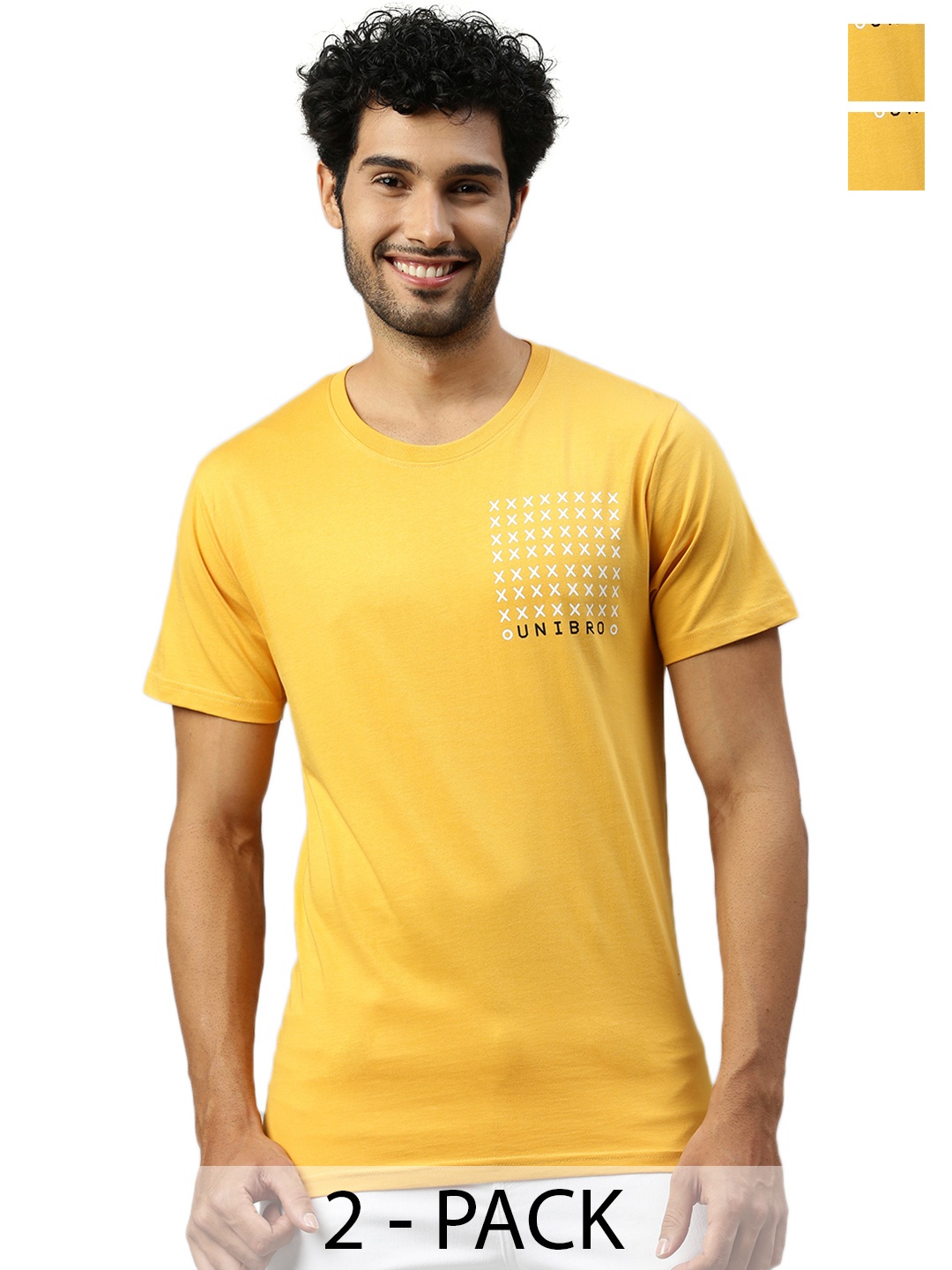 

Unibro Men 2 Printed Pockets T-shirt, Yellow