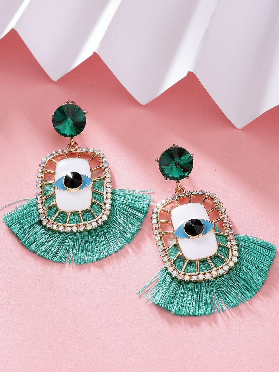 

Bohey by KARATCART Contemporary Drop Earrings, Green