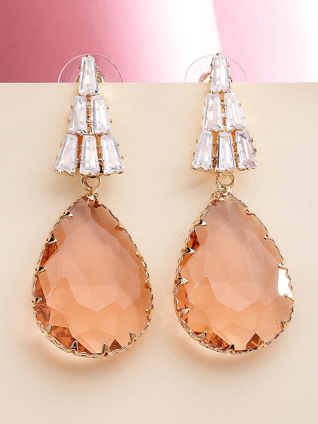 

Bohey by KARATCART Contemporary Drop Earrings, Peach