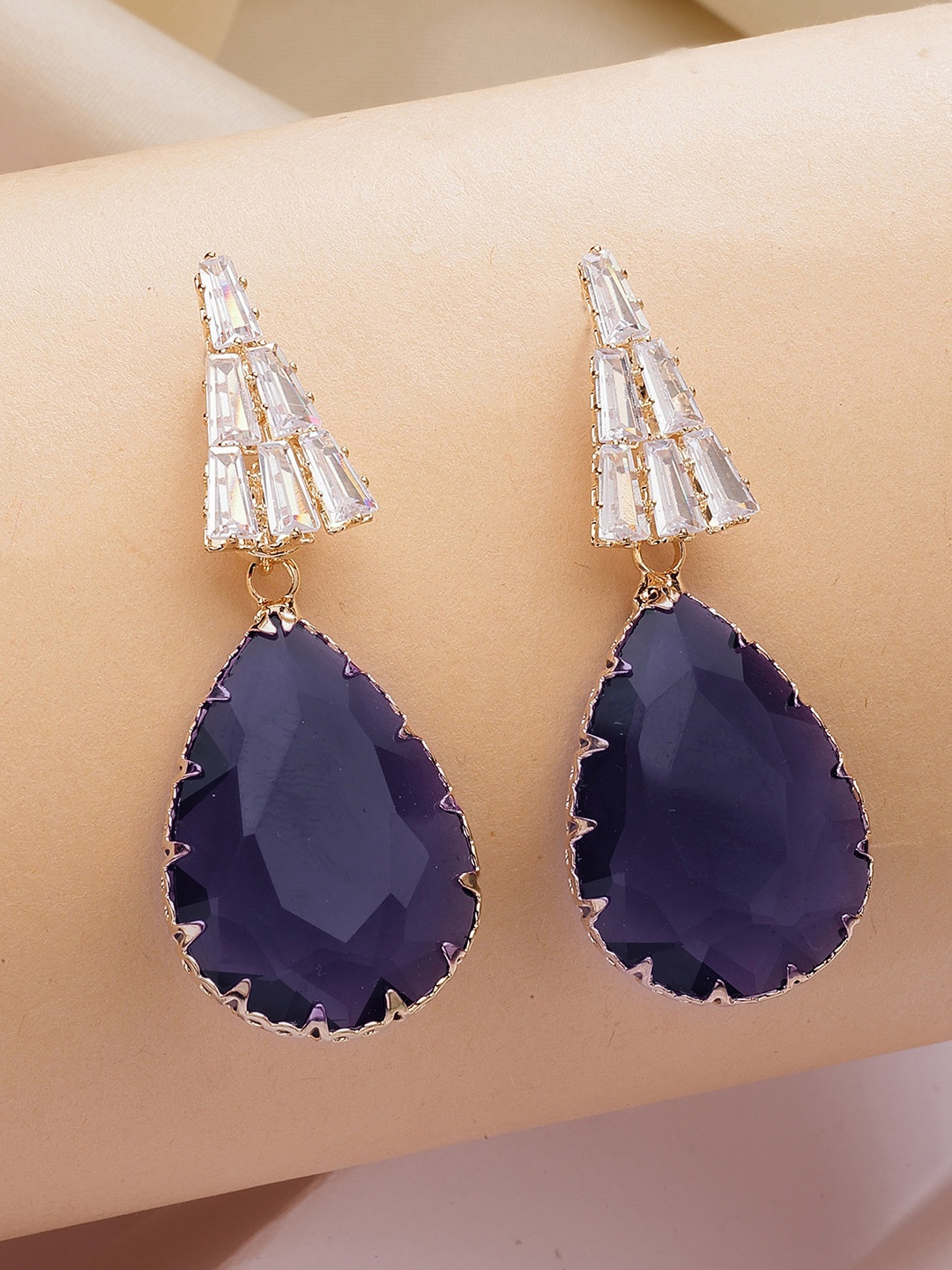

Bohey by KARATCART Contemporary Drop Earrings, Purple