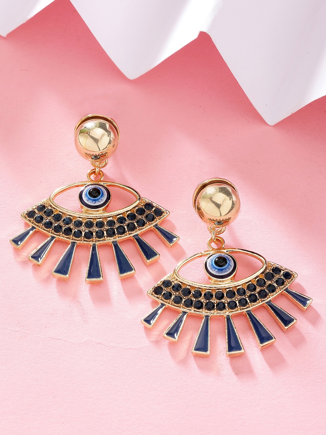 

Bohey by KARATCART Contemporary Chandbalis Earrings, Blue