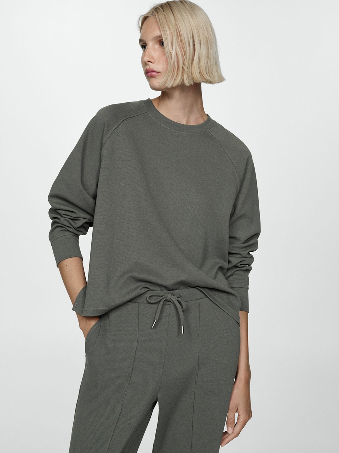 

MANGO Raglan Sleeve Sweatshirt, Grey