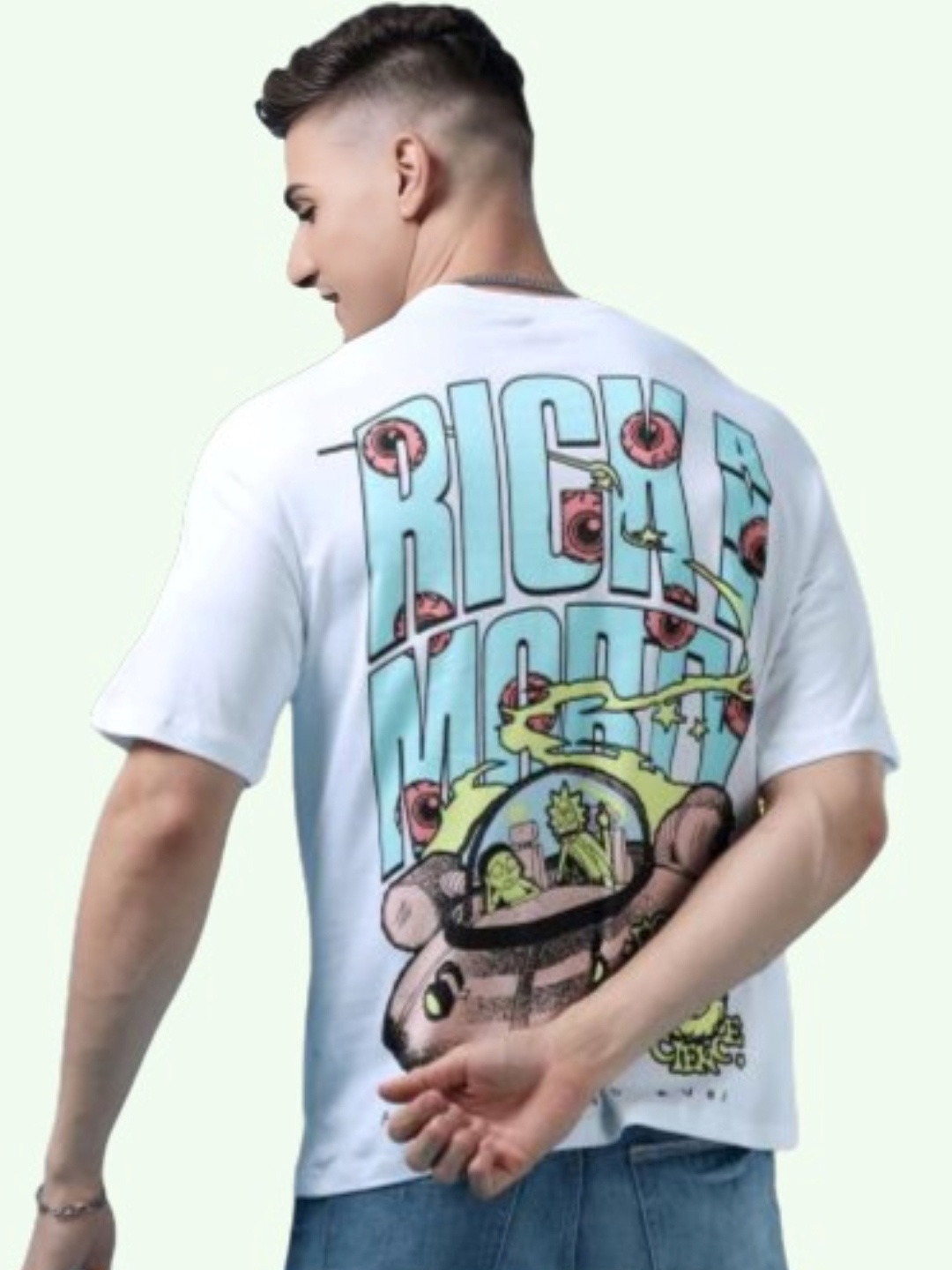 

Entertainment Store Unisex Rick And Morty 1991 Printed Cotton Oversized T-shirt, White