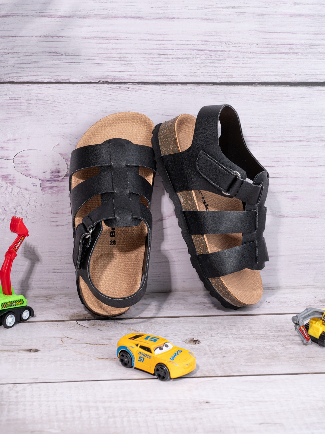 

BRISKERS Unisex Kids Open Toe Velcro Sandals, Black