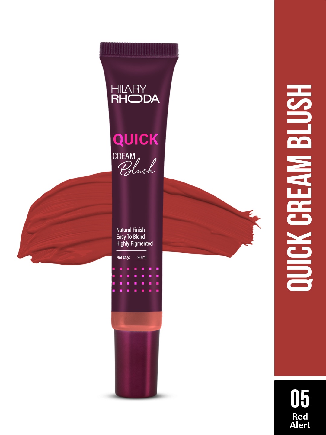 

Hilary Rhoda Highly Pigmented Dewy Finish Quick Cream Blush 20 ml - Red Alert 05