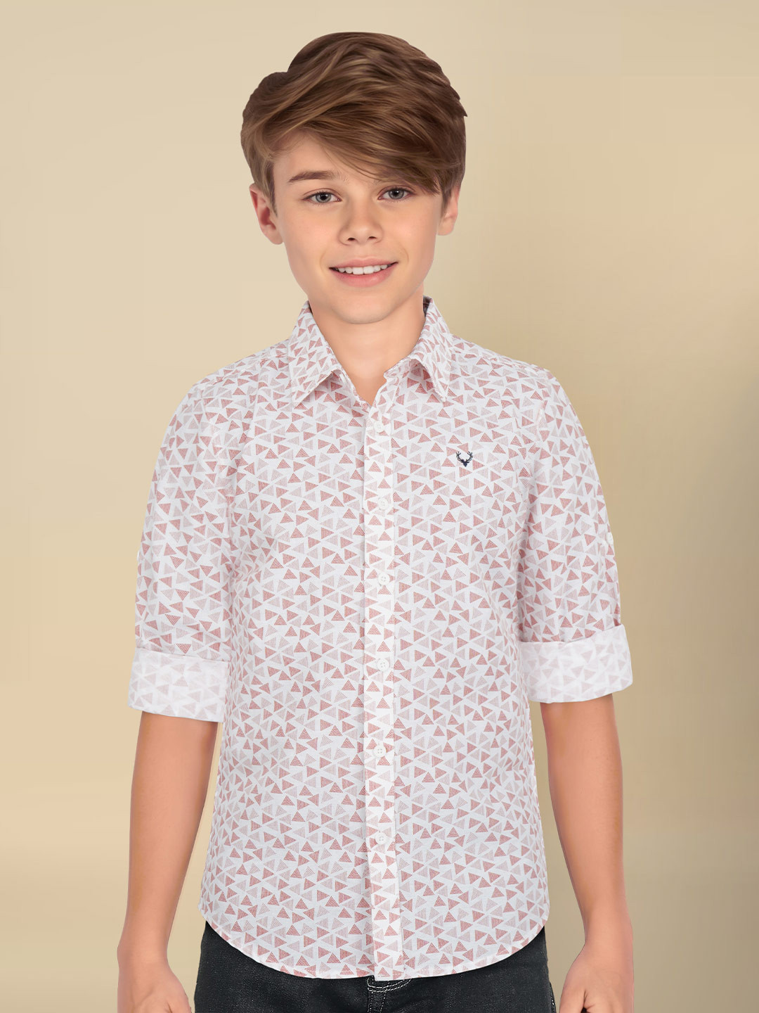 

Allen Solly Junior Boys Slim Fit Floral Opaque Printed Casual Shirt, White