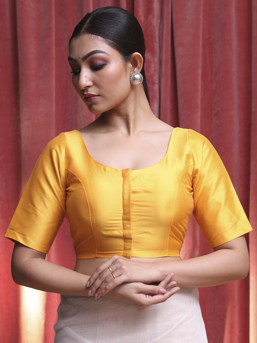 

Indethnic U-Neck Saree Blouse, Yellow