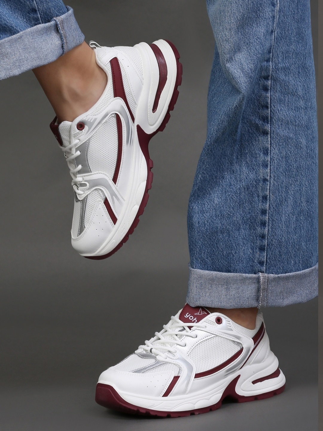 

yoho Women Comfortable Chunky Sneaker, Burgundy