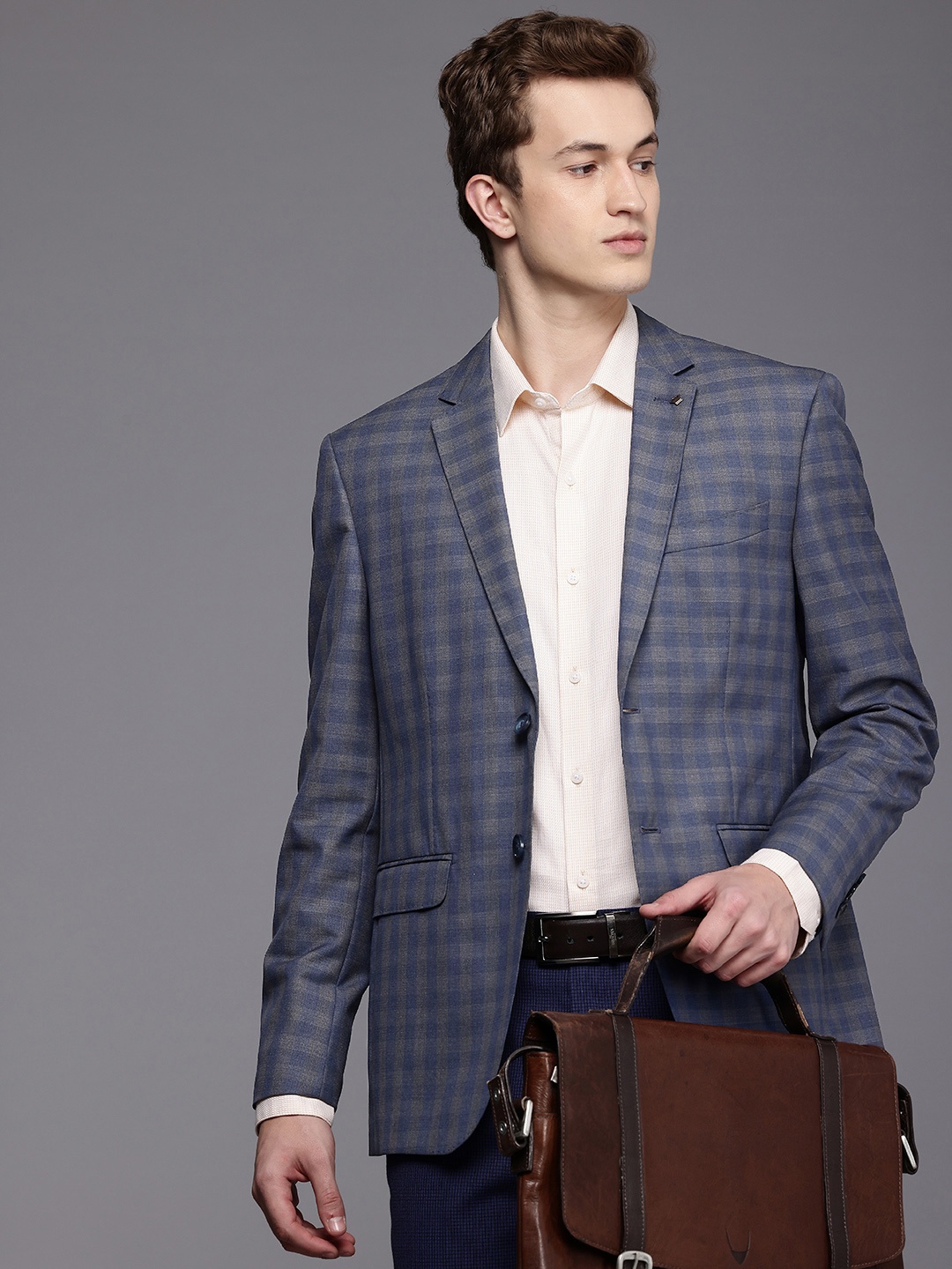 

Louis Philippe Checked Slim Fit Single Breasted Formal Blazers, Blue