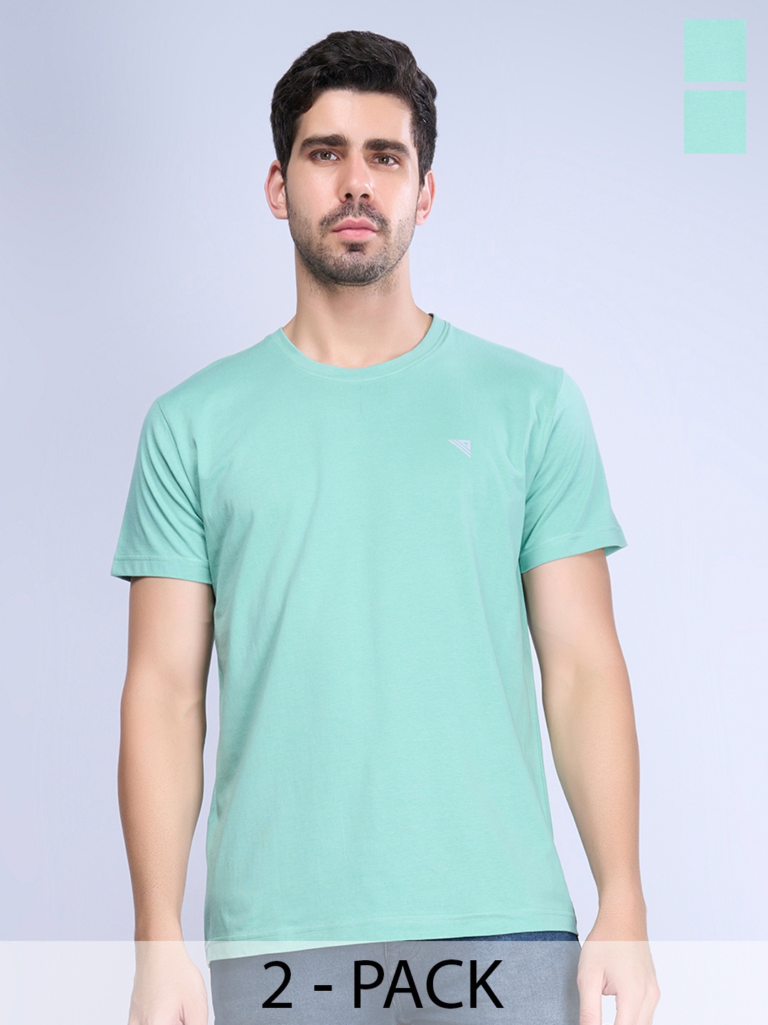 

Unibro Men Pack of 2 Cotton Half Sleeve T Shirts, Green