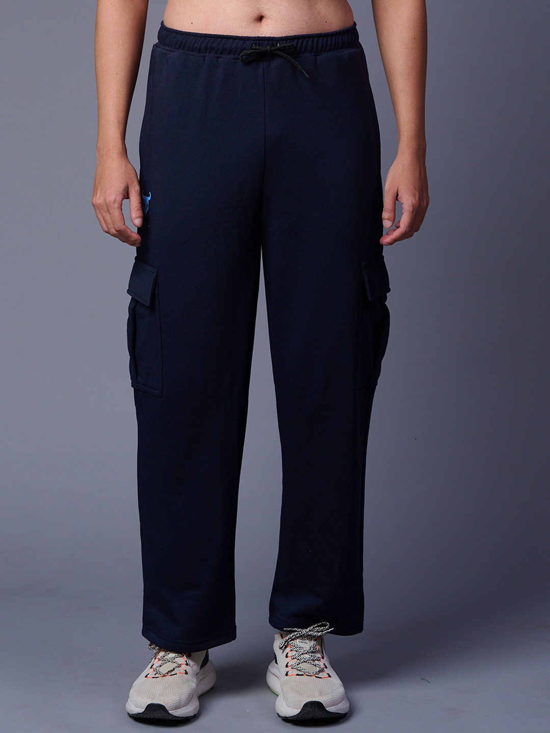 

GO DEVIL Men Relaxed Loose Fit High-Rise Cargos Trousers, Blue