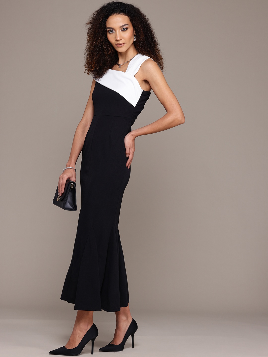 

bebe Colourblocked Sheath Maxi Dress, Black