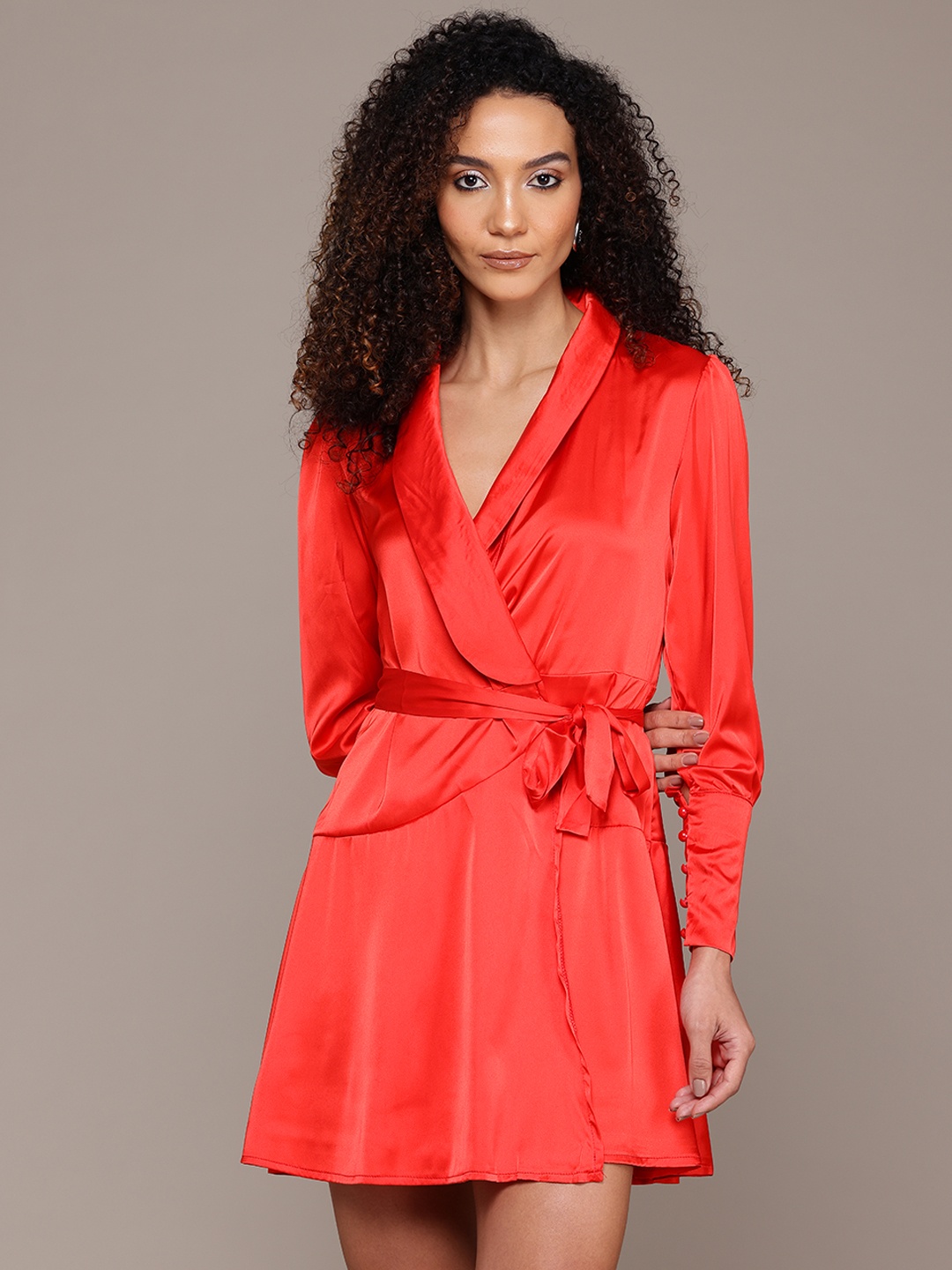 

bebe Future Glam Wrap Dress, Red