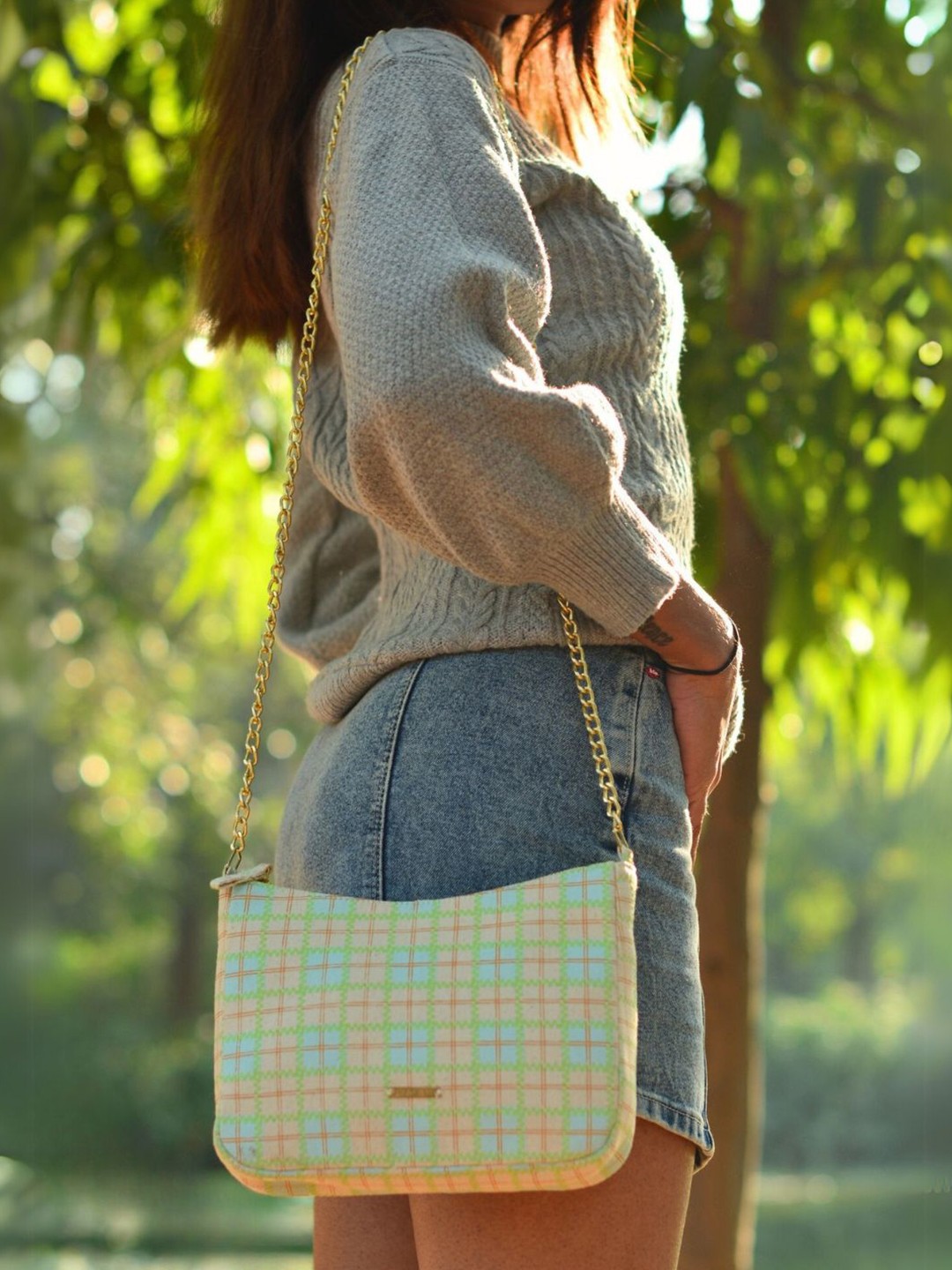

EcoRight Printed Half Moon Tote Bag, Green