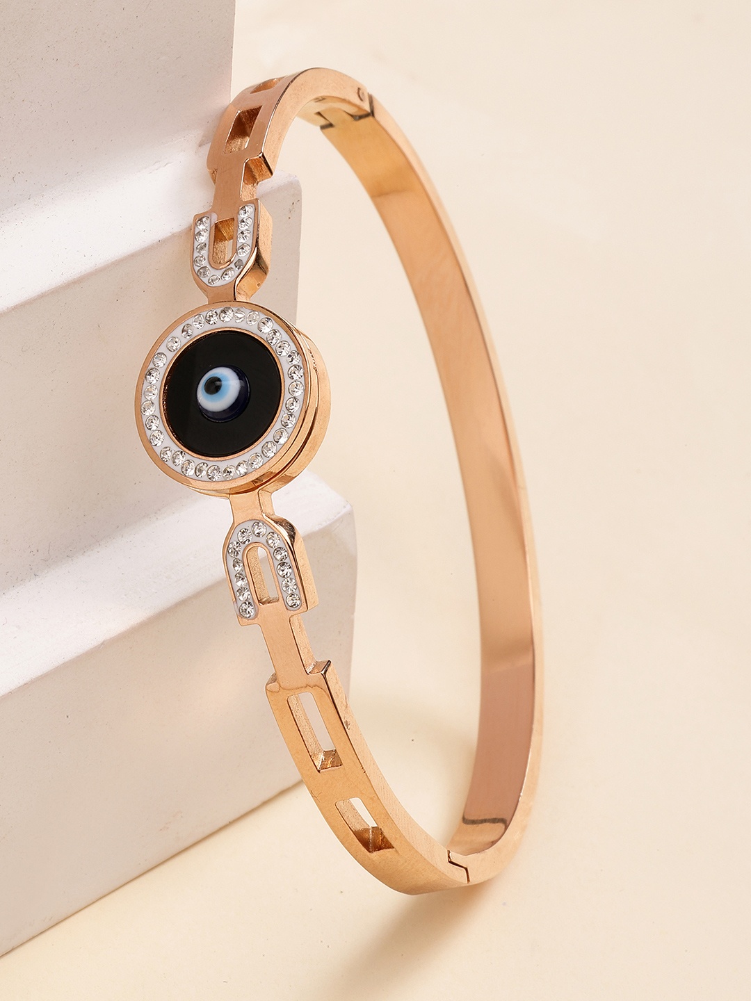 

Bohey by KARATCART Women Cubic Zirconia Rose Gold-Plated Bangle-Style Bracelet