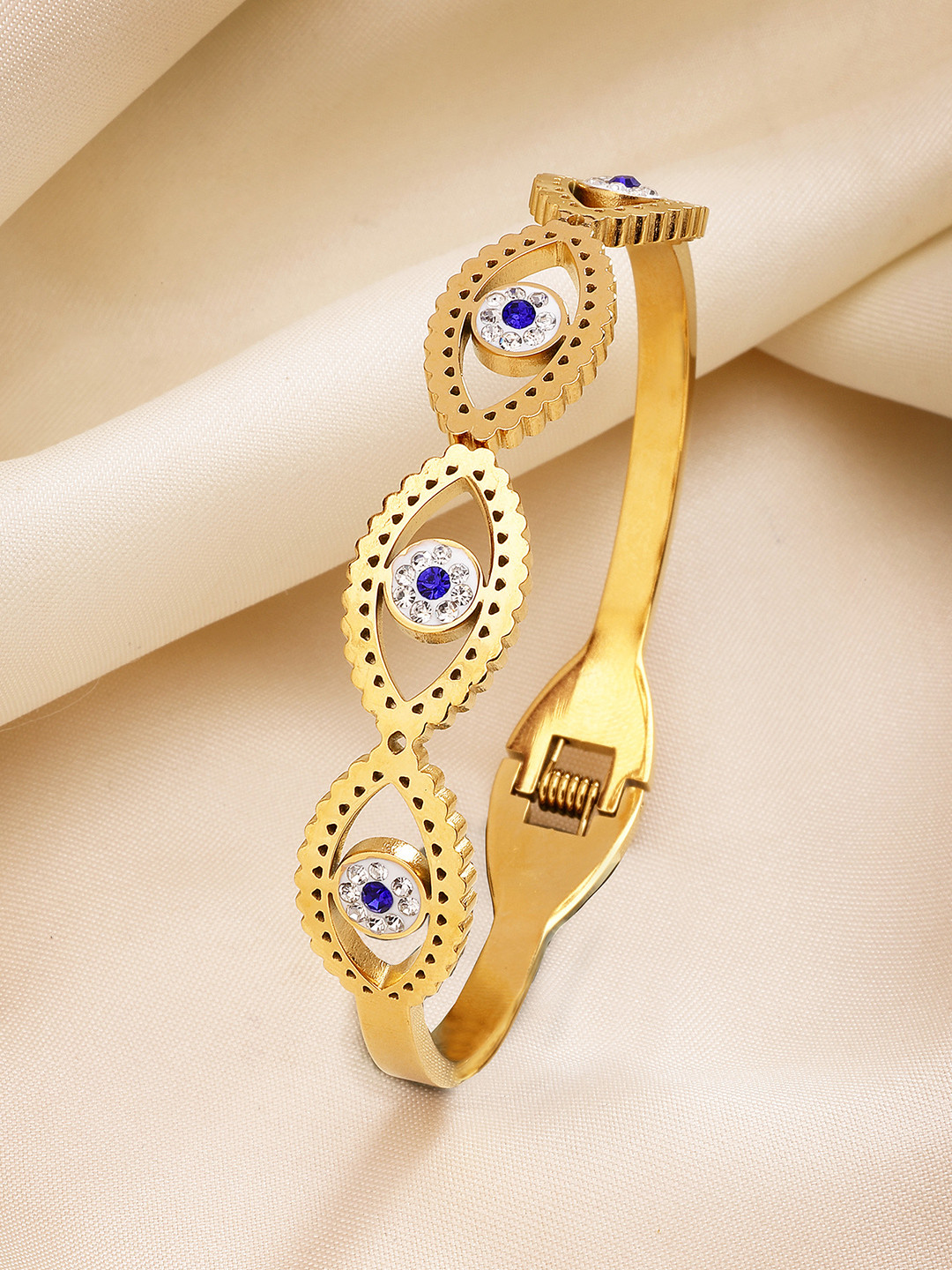 

Bohey by KARATCART Women Cubic Zirconia Gold-Plated Bangle-Style Bracelet