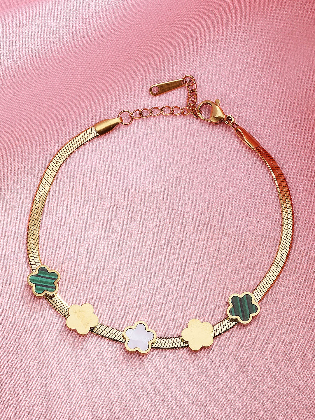 

Bohey by KARATCART Women Cubic Zirconia Gold-Plated Link Bracelet