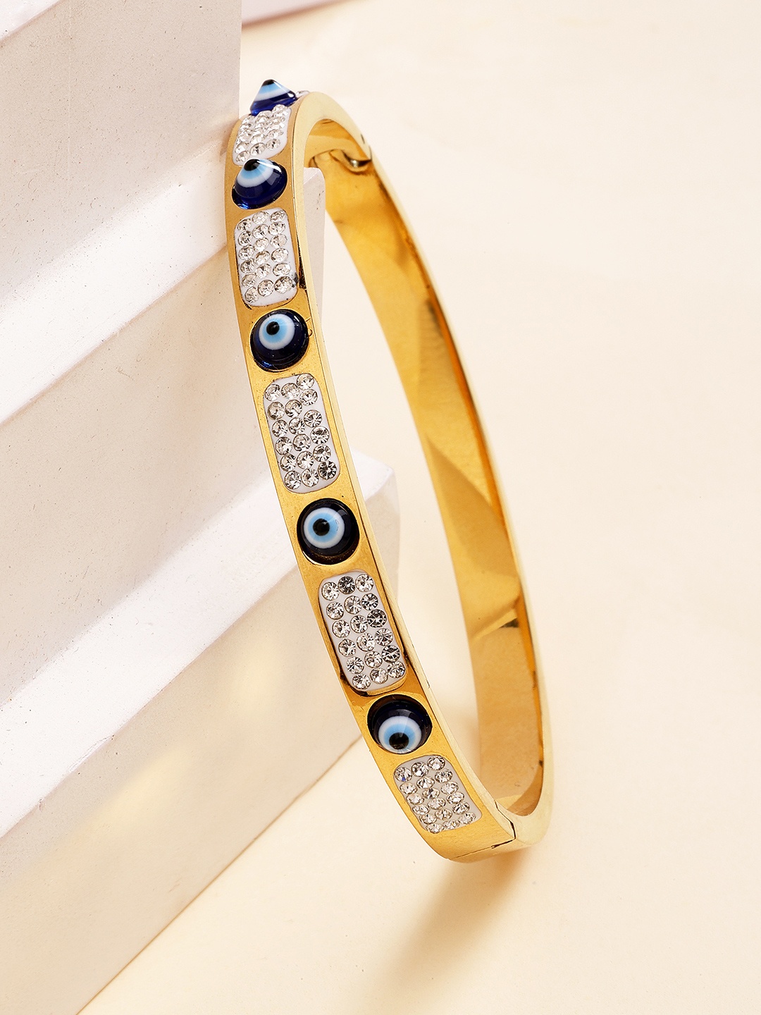 

Bohey by KARATCART Women Cubic Zirconia Gold-Plated Bangle-Style Bracelet