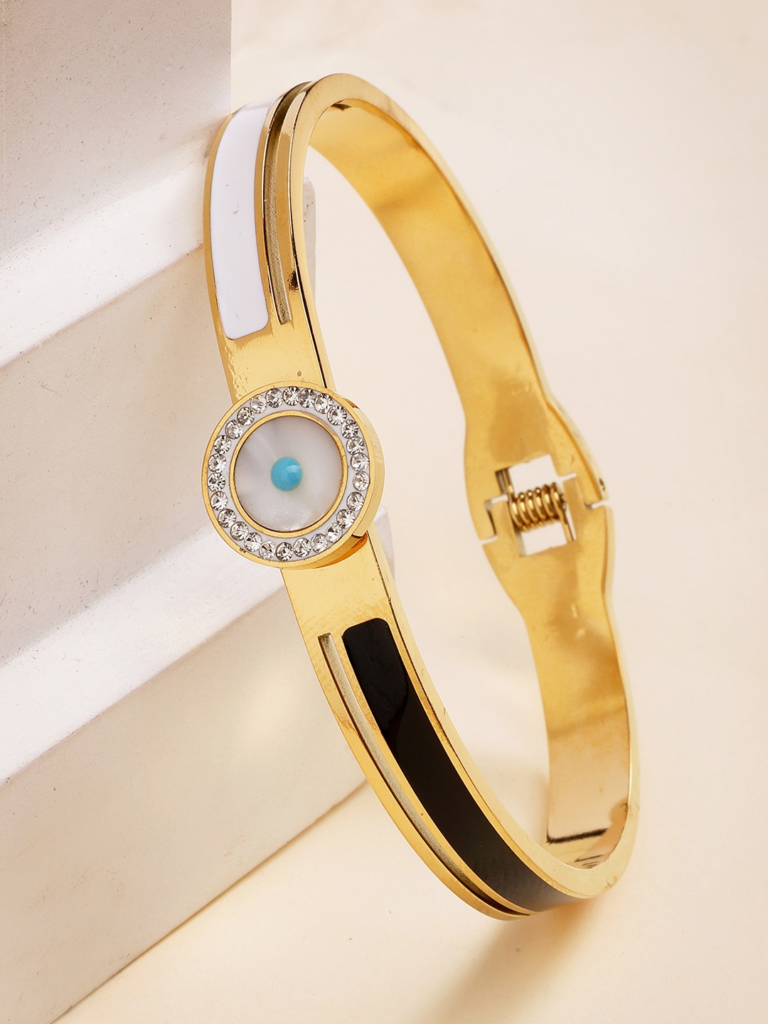 

Bohey by KARATCART Women Cubic Zirconia Gold-Plated Bangle-Style Bracelet