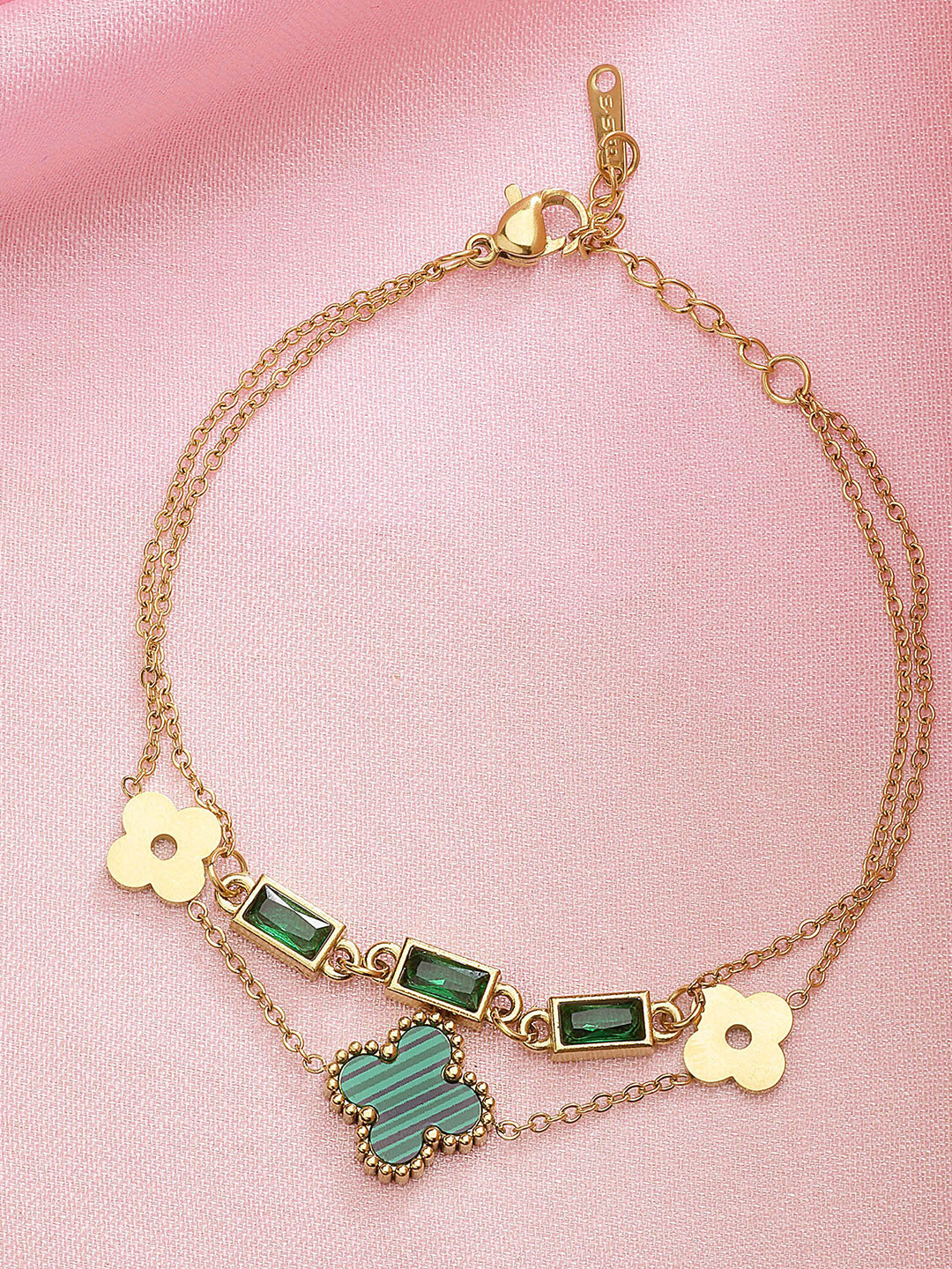 

Bohey by KARATCART Women Cubic Zirconia Gold-Plated Link Bracelet