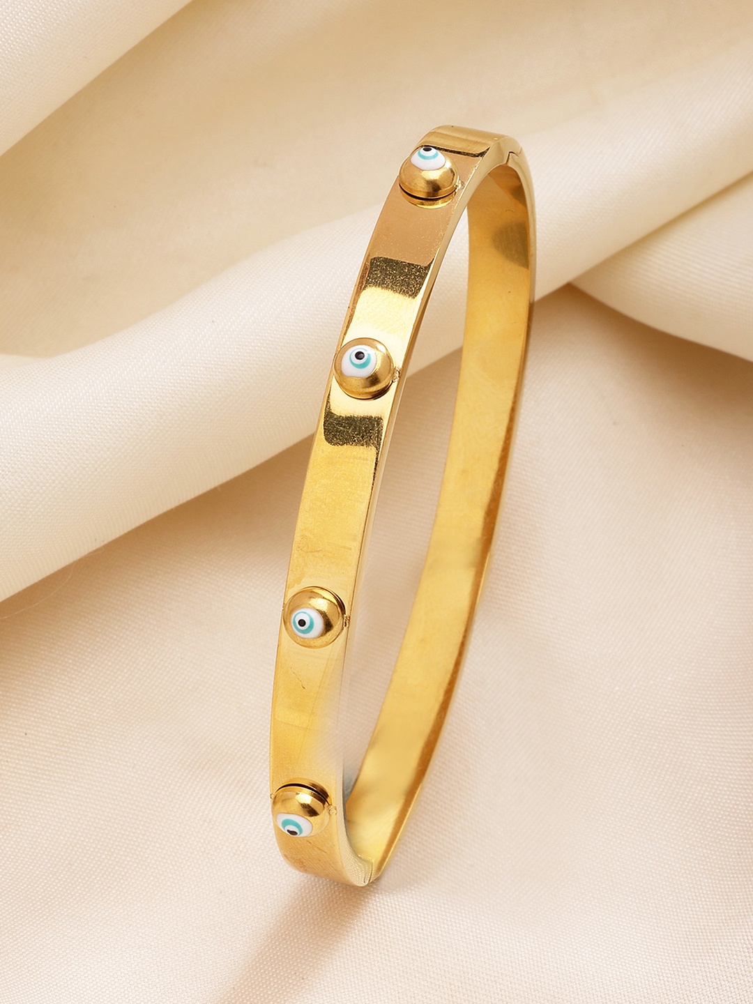 

Bohey by KARATCART Women Cubic Zirconia Gold-Plated Bangle-Style Bracelet