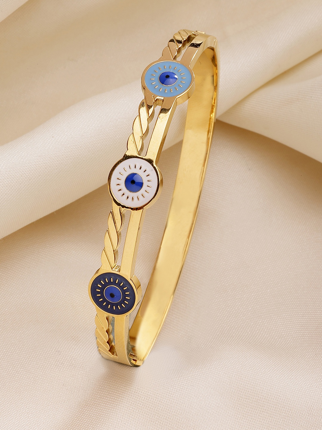 

Bohey by KARATCART Women Cubic Zirconia Gold-Plated Bangle-Style Bracelet