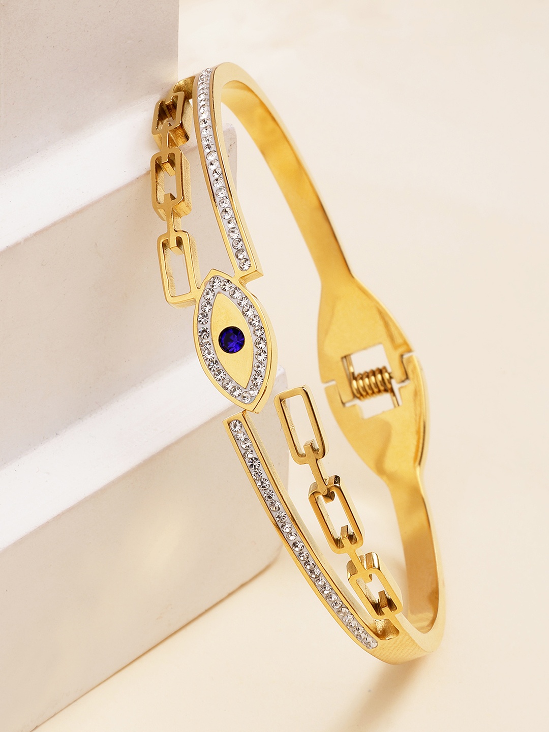 

Bohey by KARATCART Women Cubic Zirconia Gold-Plated Bangle-Style Bracelet
