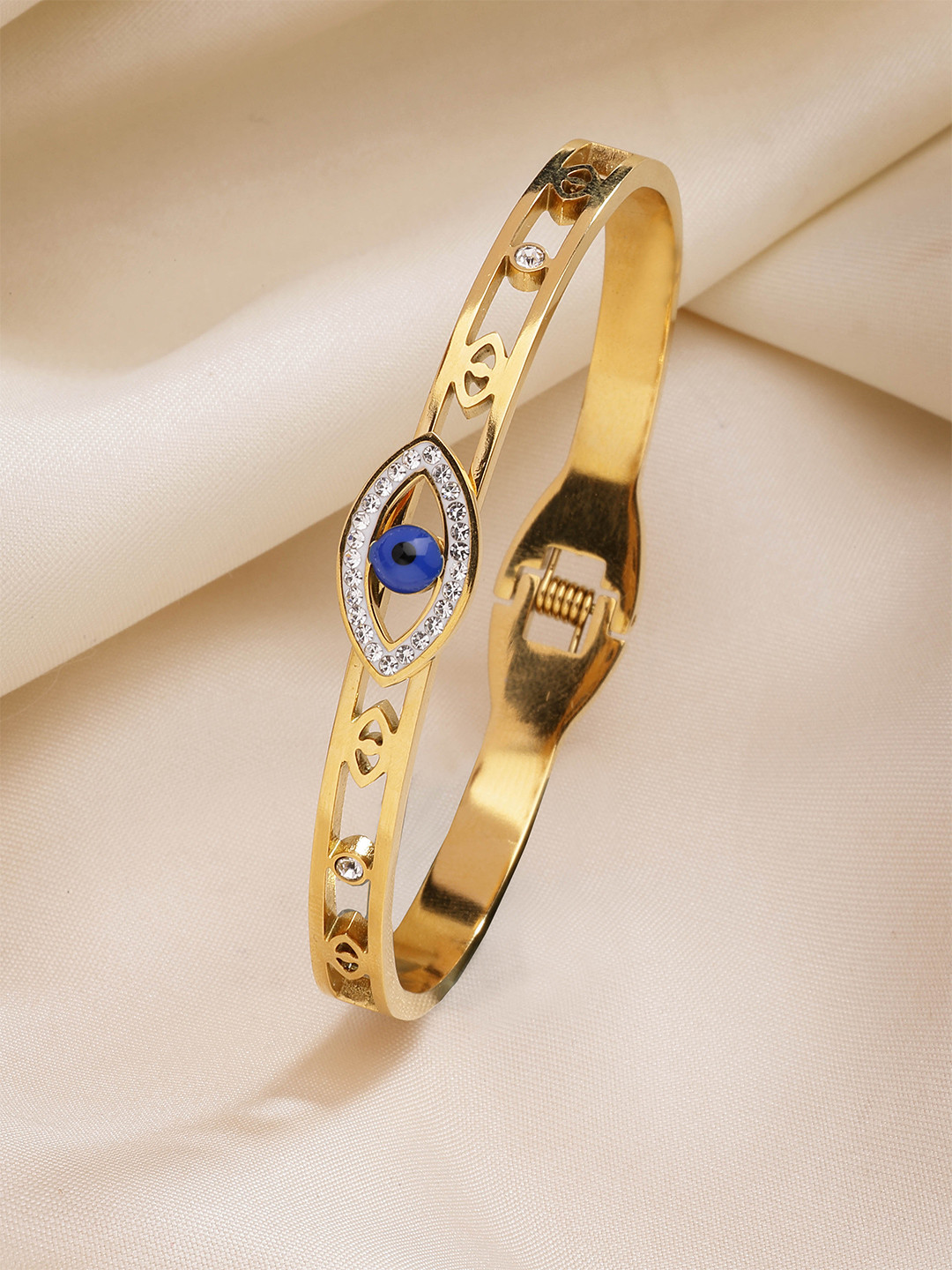 

Bohey by KARATCART Women Cubic Zirconia Gold-Plated Bangle-Style Bracelet