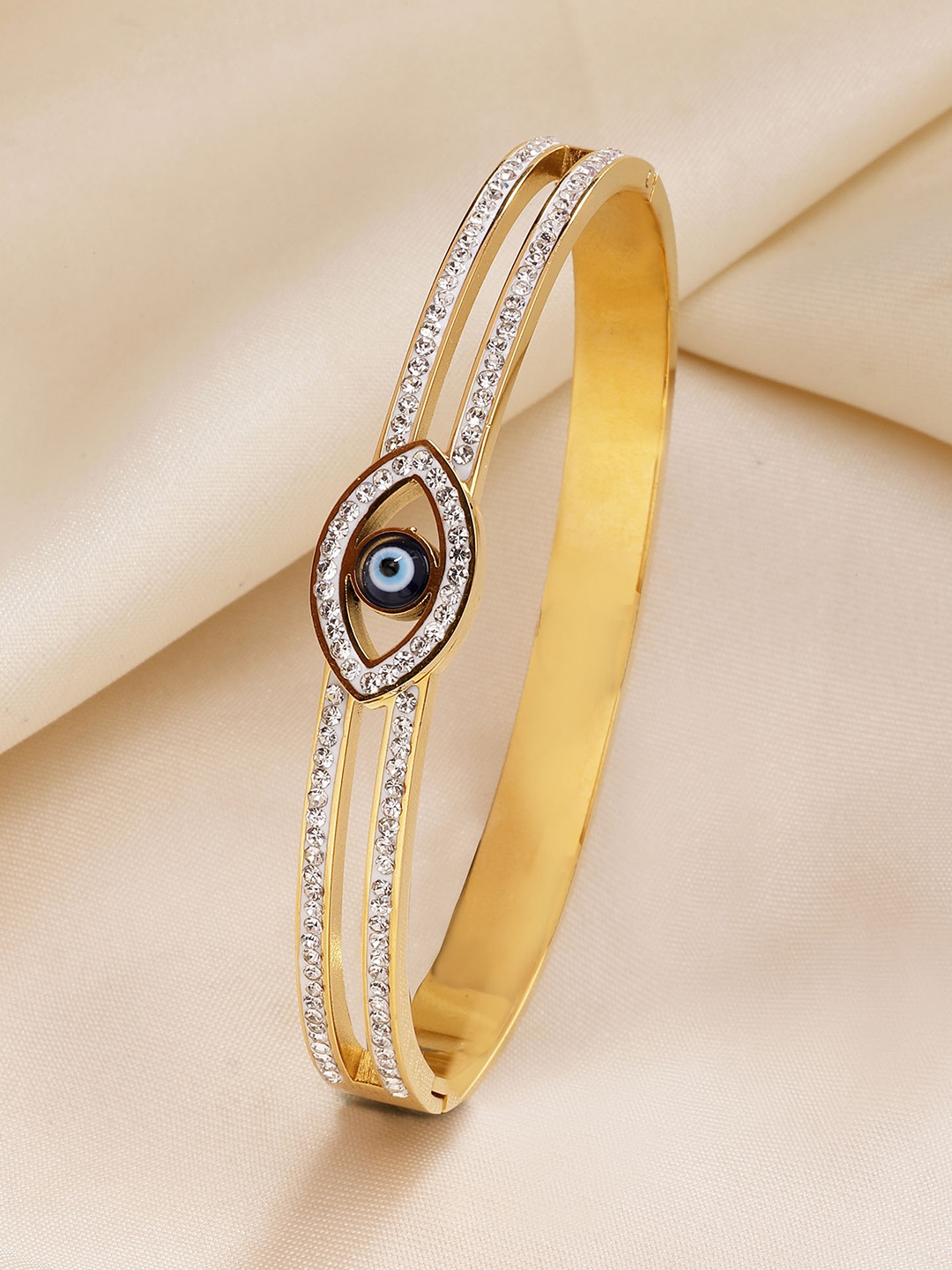 

Bohey by KARATCART Women Cubic Zirconia Gold-Plated Bangle-Style Bracelet