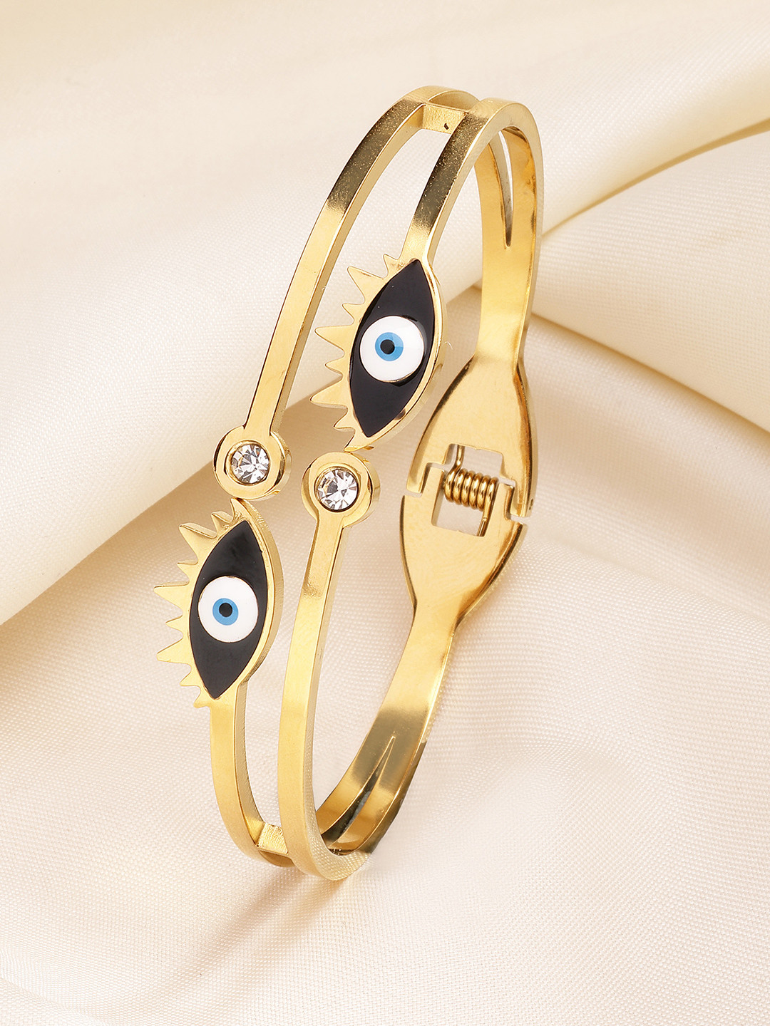 

Bohey by KARATCART Women Cubic Zirconia Gold-Plated Bangle-Style Bracelet